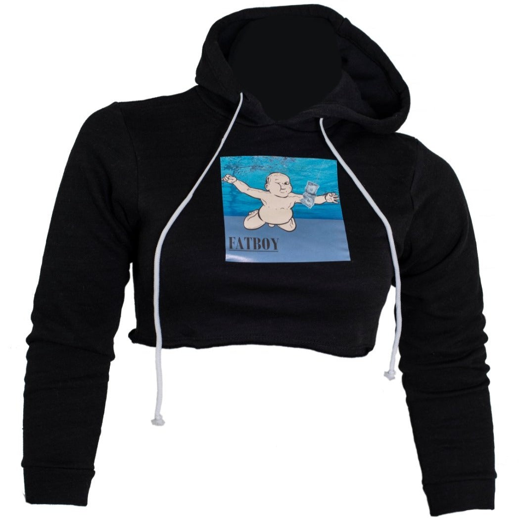 Women s Nirvana Inspired Crop Top Hoodie Fatboysclub Clothing